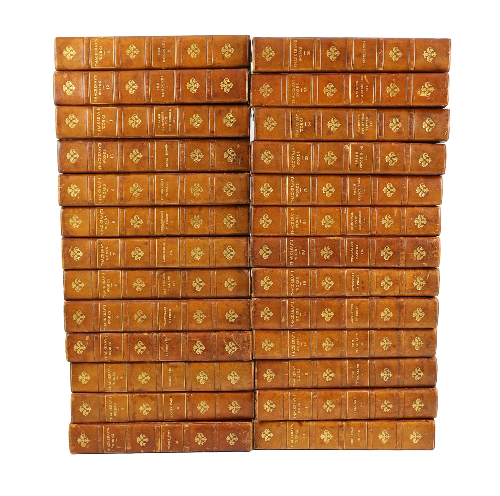 Thackeray, William Makepeace - The Centenary Biographical Edition, 26 vols. with biographical introductions by his daughter, Lady Ritchie. num. engraved plates and text illus.; earlier 20th century gilt ruled half morocc
